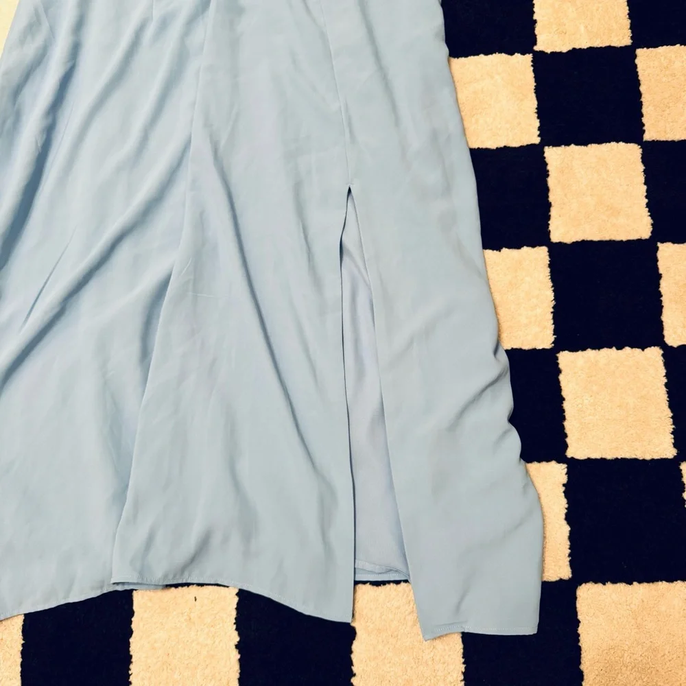 Abercrombie & Fitch Light Blue Sleeveless Dress with Bow Detail & Slit